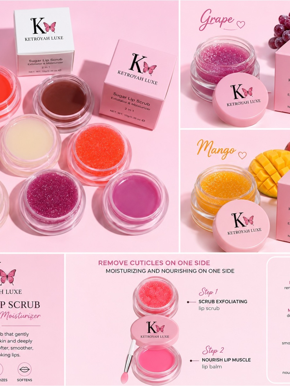 Pink Multi-Flavor Sugar Lip Scrub & Lip Balm Duo